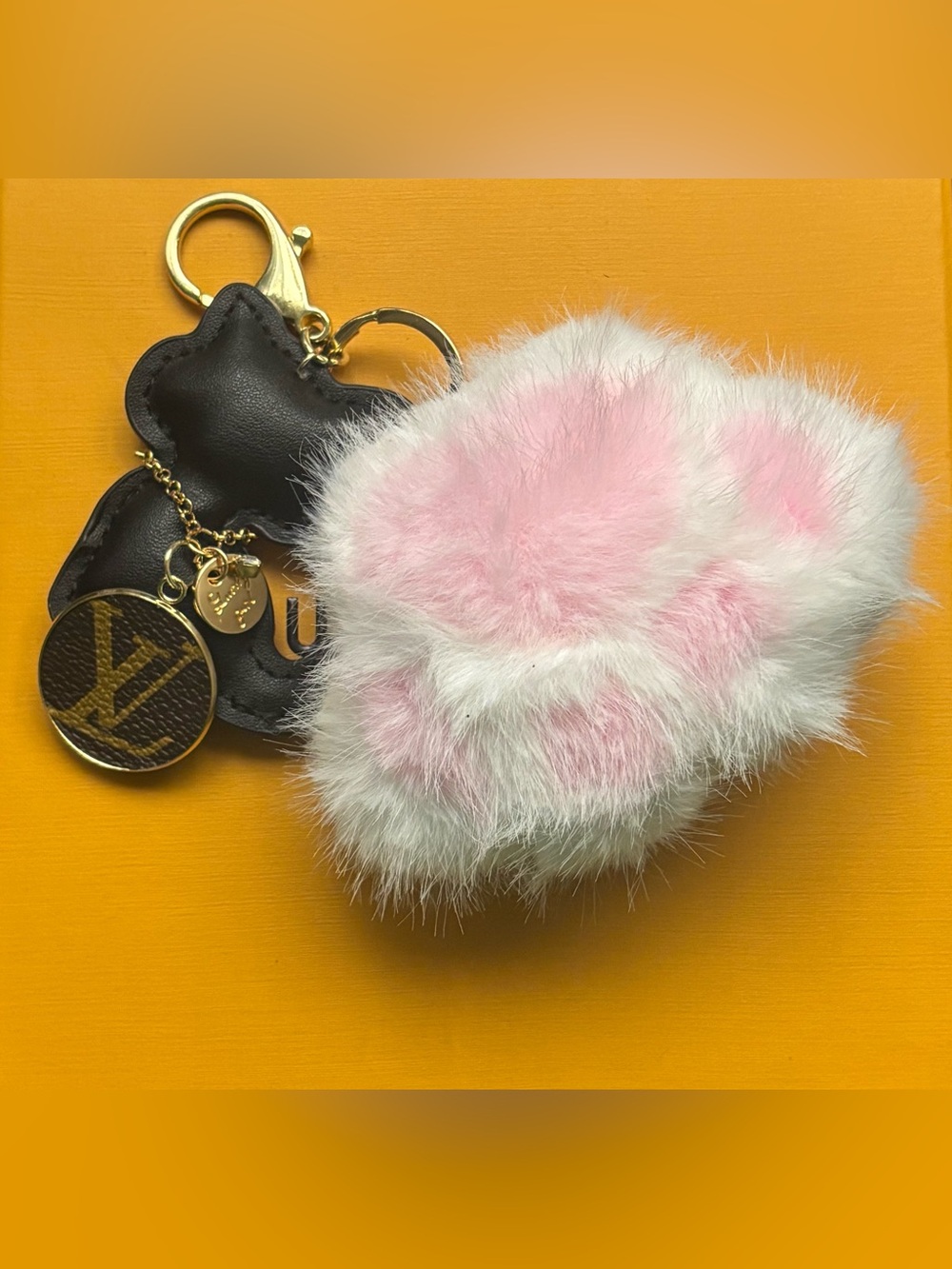 Louis Vuitton Monogram, Black Cat, Paw Pom Pom Bag Charm 6 inches